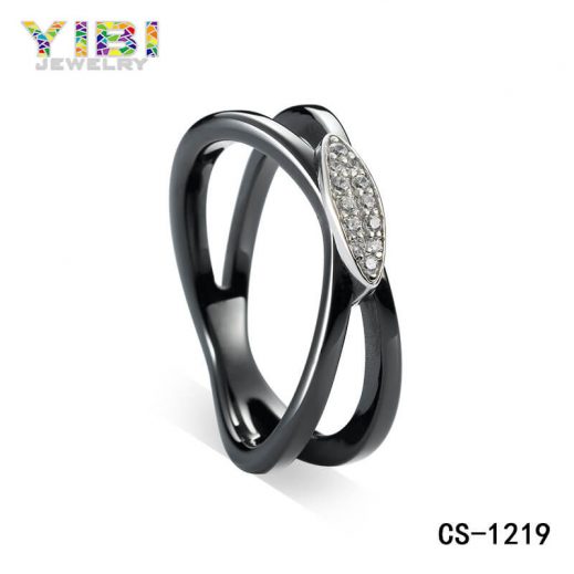 Black Ceramic Cubic Zirconia Ring