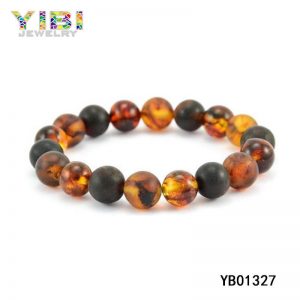 Modern Elastic Synthetic Amber Bead Bracelet