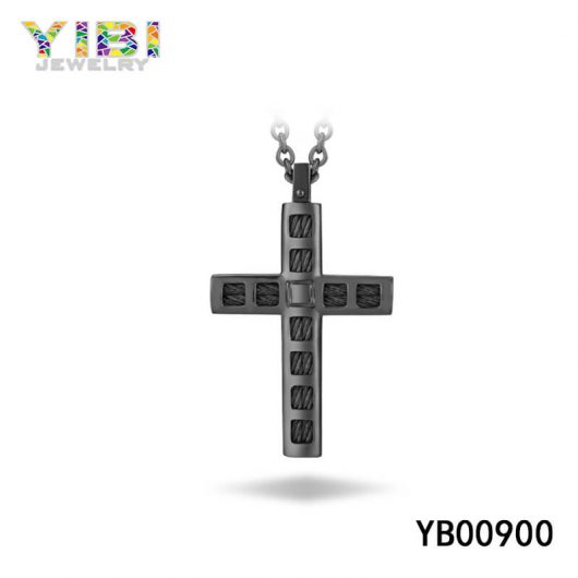 Black Stainless Steel Cross Necklace Big Picture Show