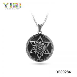 Laser Round Surgical Stainless Steel Antique Pendant