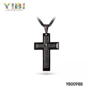 Laser Engraved 316L Stainless Steel Cross Necklace