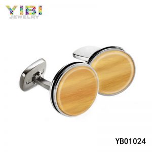 Classic Surgical Stainless Steel Wood Cufflinks
