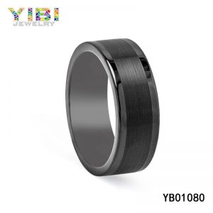 Flat Brushed Black Tungsten Carbide Rings