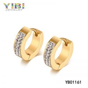 Pave Setting 316L Stainless Steel CZ Earrings