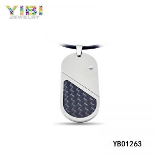 tungsten carbon fiber dog tag pendant