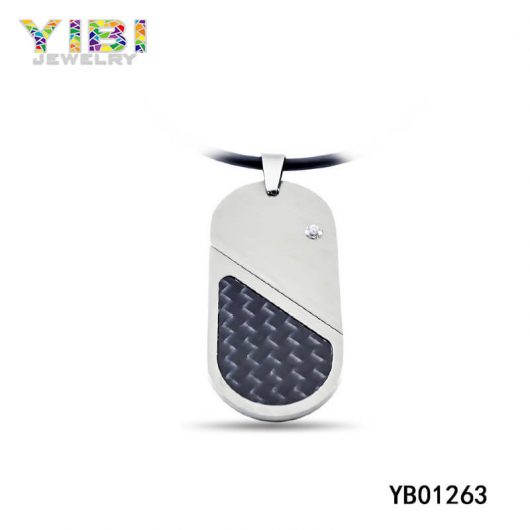 Tungsten Carbon Fiber Dog Tag Pendant Big Picture Show