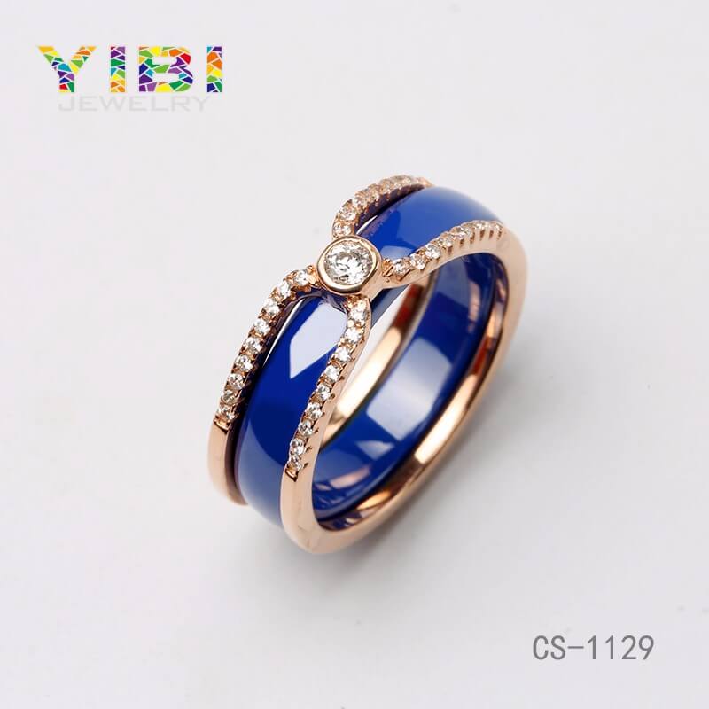 Blue High-tech Ceramic Silver Ring