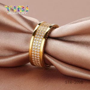 gold plated Stainless Steel CZ Ring