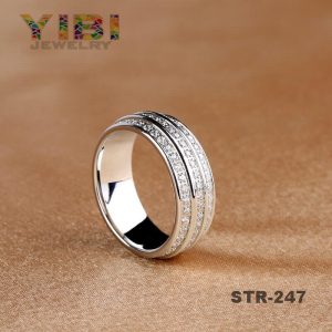 Domed Surgical Stainless Steel Ring With CZ Inlay