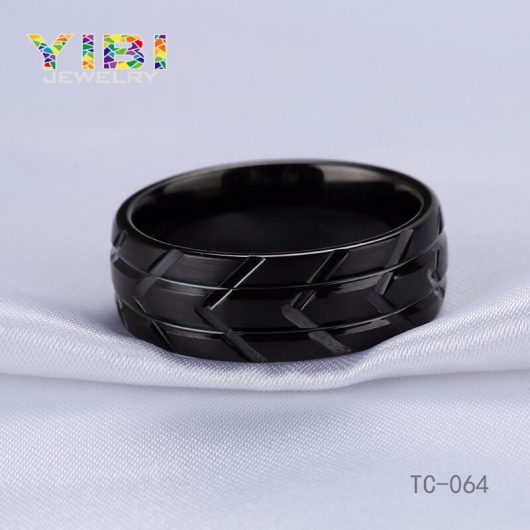 Brushed Finish Black Tungsten Ring Big Picture Show