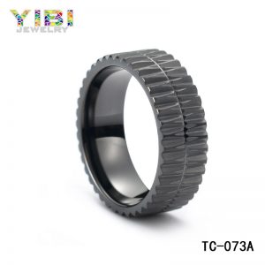 Black Tungsten Carbide  Wedding Ring with Grooves