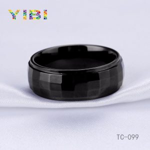 Faceted Black Tungsten Carbide Ring