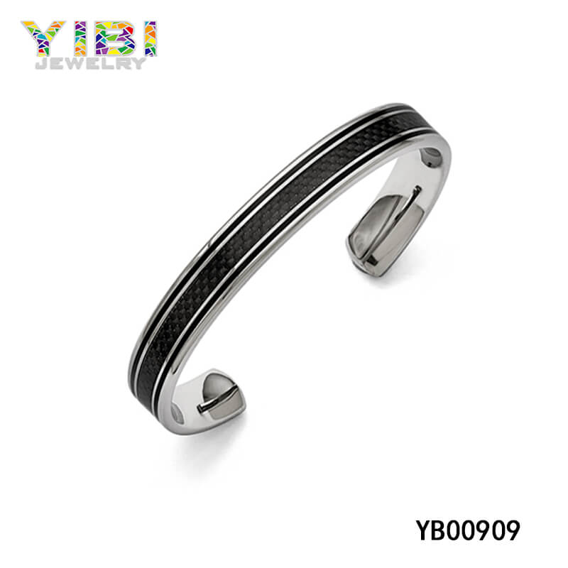 Carbon Fiber Inlay Surgical Stainless Steel Bangle