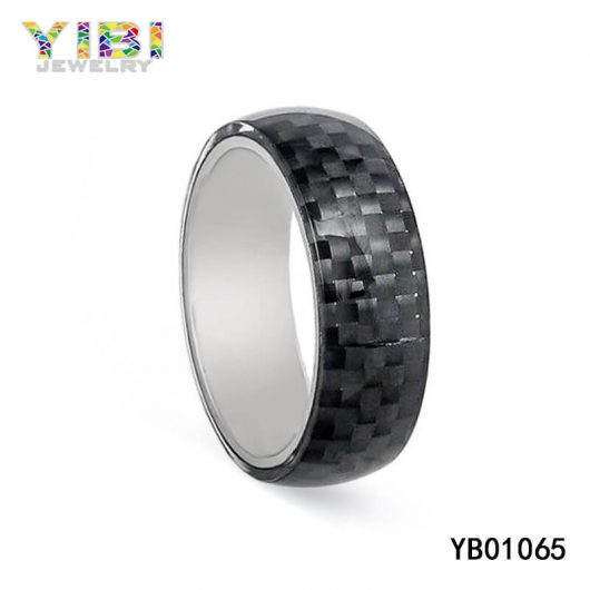 Tungsten Black Carbon Fiber Domed Ring Big Picture Show