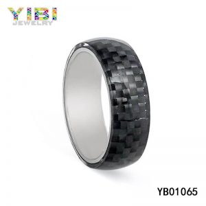 Classic Tungsten Black Carbon Fiber Domed Ring