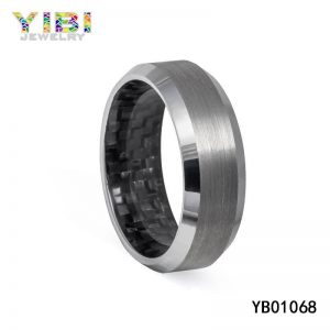 Brushed Tungsten Carbide Ring With Carbon Fiber Inside