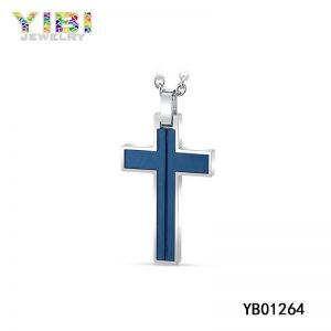 Fashion Jewelry Supplier Blue Plated Tungsten Cross Pendant