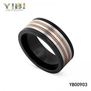 Surgical Stainless Steel Ring Jewelry & Gold Plated Center