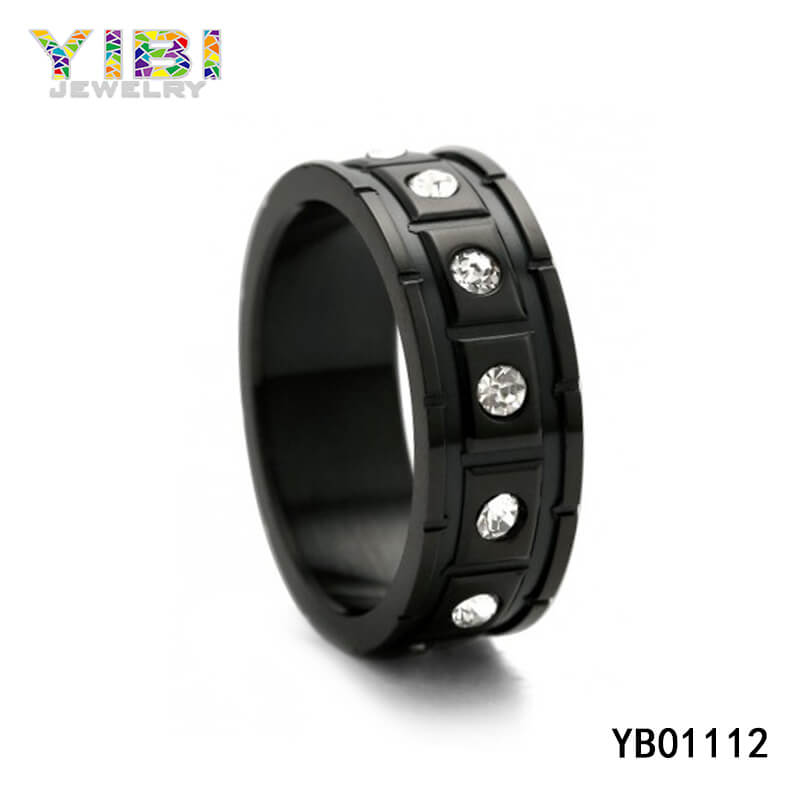 Black Stainless Steel CZ Ring