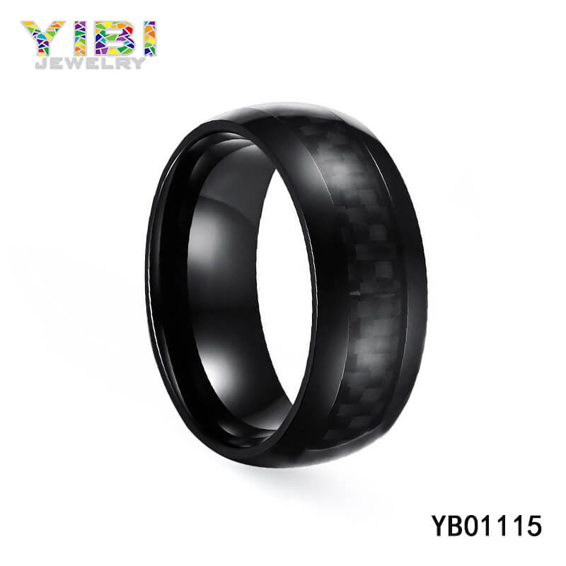Black Stainless Steel Carbon Fiber Ring