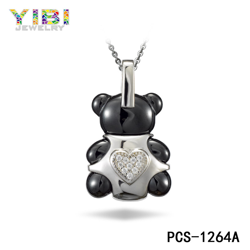 Black Ceramic Bear Pendant