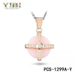 China Jewelry Manufacturer Pink Ceramic Silver Jewelry