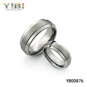 Semi-domed Brushed Titanium Ring with Raised Center