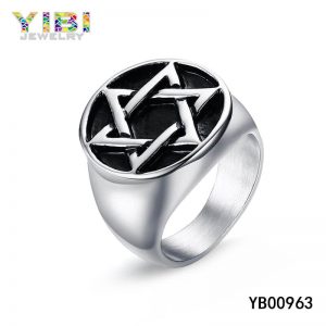 Stainless Steel Star of David Rings With High Polished