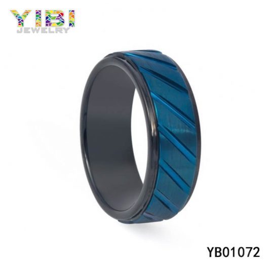 Brushed Blue Tungsten Ring Factory