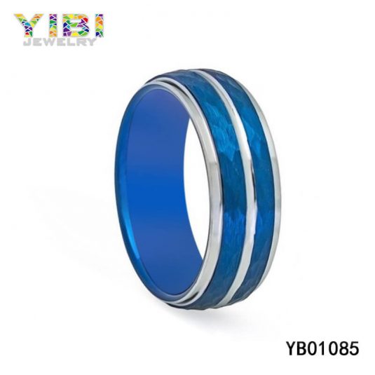 Blue Tungsten Carbide Ring Factory