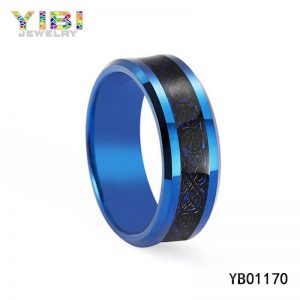 Blue Tungsten Carbide Celtic Ring with Polished Edges