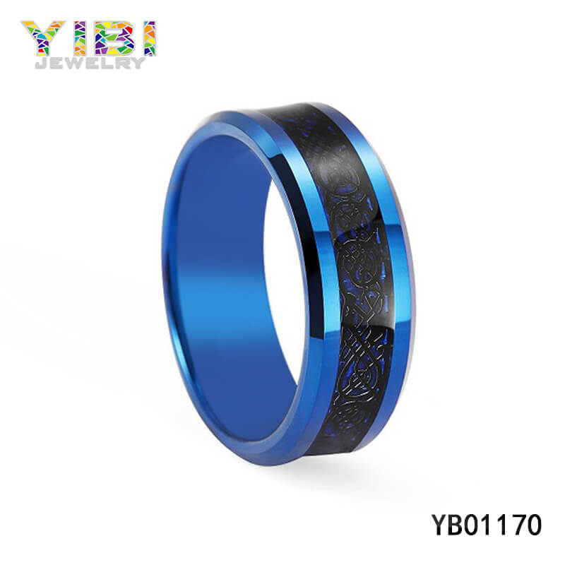 Blue Tungsten Carbide Celtic Ring