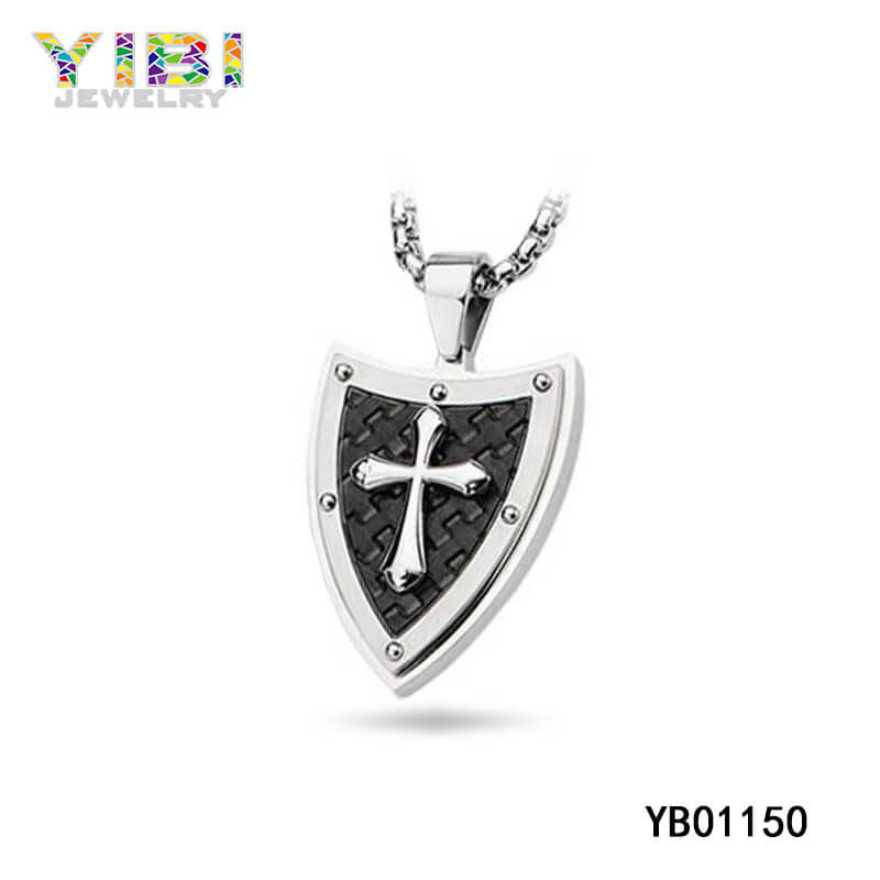 Surgical Stainless Steel Cross Shield Pendant