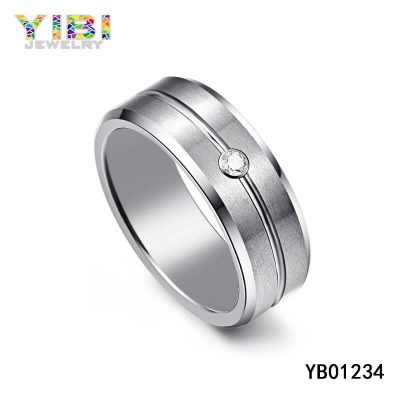 Brushed Tungsten CZ Ring OEM Jewelry