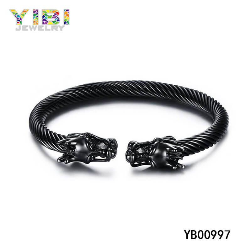 Black Stainless Steel Cable Bangle