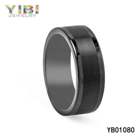 Black Brushed Tungsten Carbide Ring