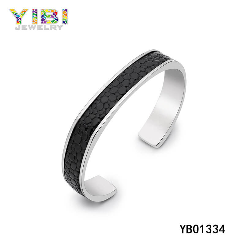 Laser Etched Modern Stainless Steel Cuff Bangle