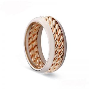 Ring aus gewölbtem 316L-Edelstahl mit rosévergoldeter Beschichtung