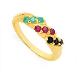 Gemstone Rainbow Gold & Silver Ring